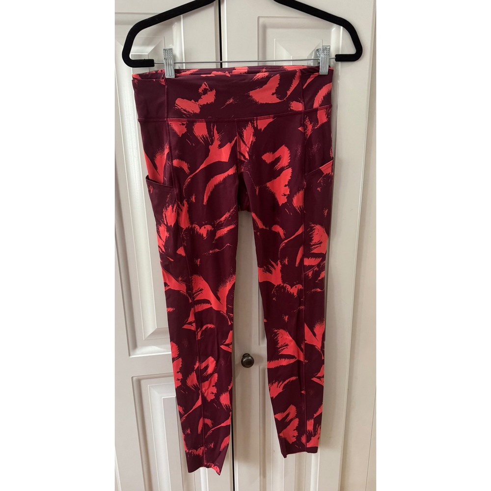 Lululemon Align HR Pant 25" Burgundy Red Floral Yoga Workout Leggings Size 8 EUC